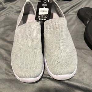 Athletic Works Light Gray Memory Foam Slip-Ons